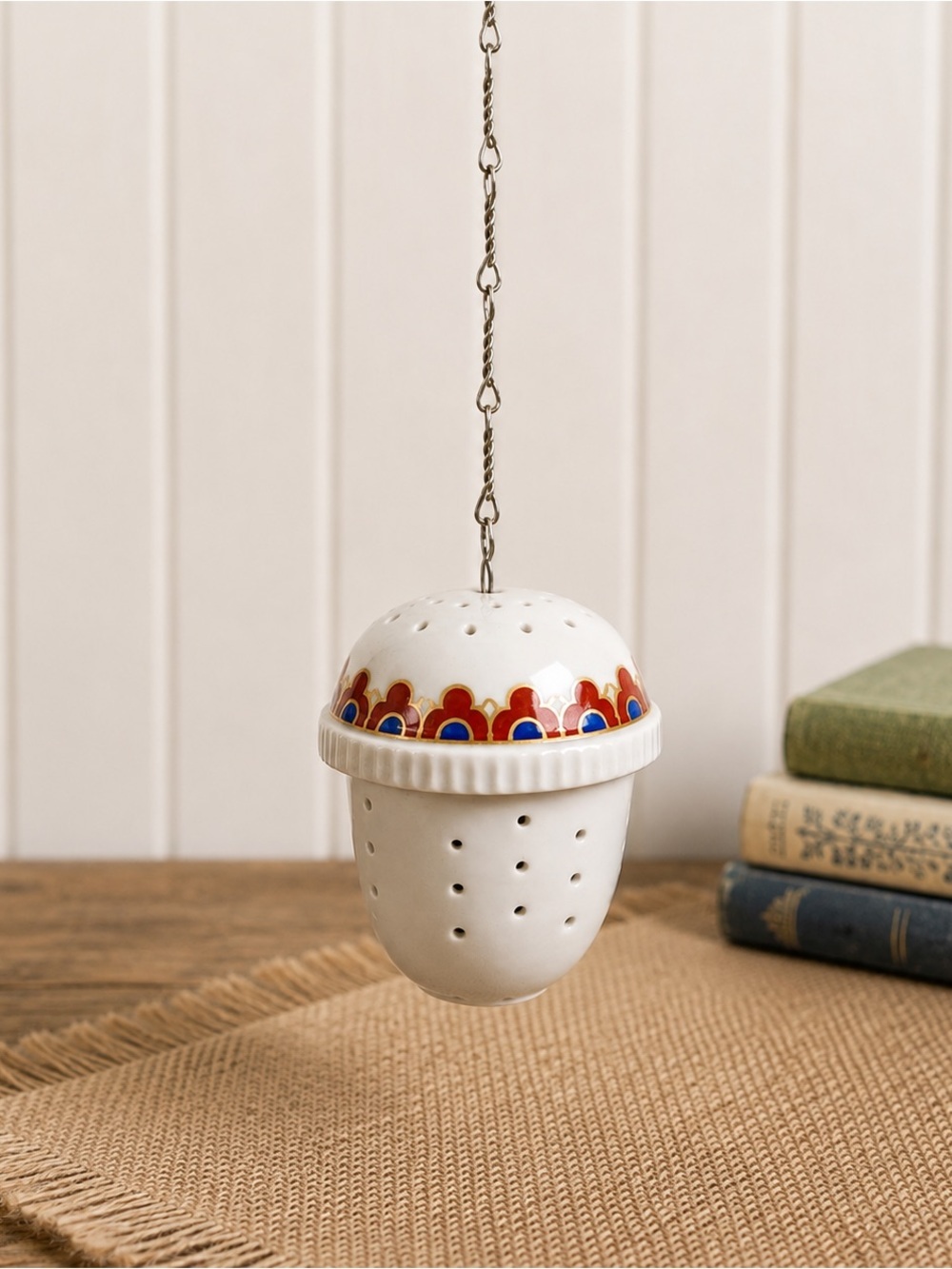Vintage Porcelain Hanging Tea Infuser / Strainer